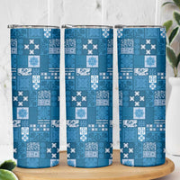 Vintage Hawaiian Quilting Patterns Skinny Tumbler Blue Style Tribal Fabric Patchwork - Polynesian Pride