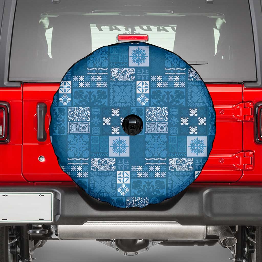 Vintage Hawaiian Quilting Patterns Spare Tire Cover Blue Style Tribal Fabric Patchwork - Polynesian Pride