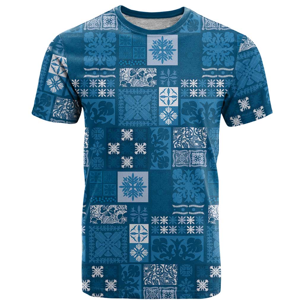 Vintage Hawaiian Quilting Patterns T Shirt Blue Style Tribal Fabric Patchwork - Polynesian Pride