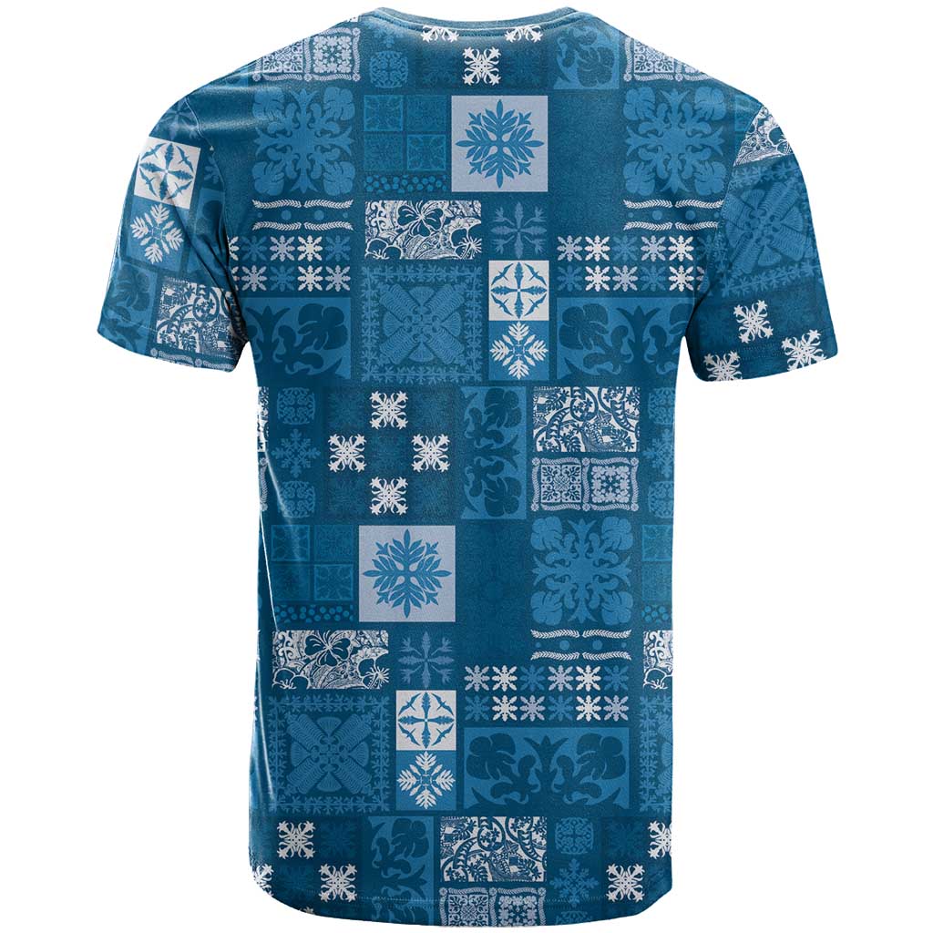 Vintage Hawaiian Quilting Patterns T Shirt Blue Style Tribal Fabric Patchwork - Polynesian Pride