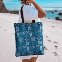 Vintage Hawaiian Quilting Patterns Tote Bag Blue Style Tribal Fabric Patchwork - Polynesian Pride