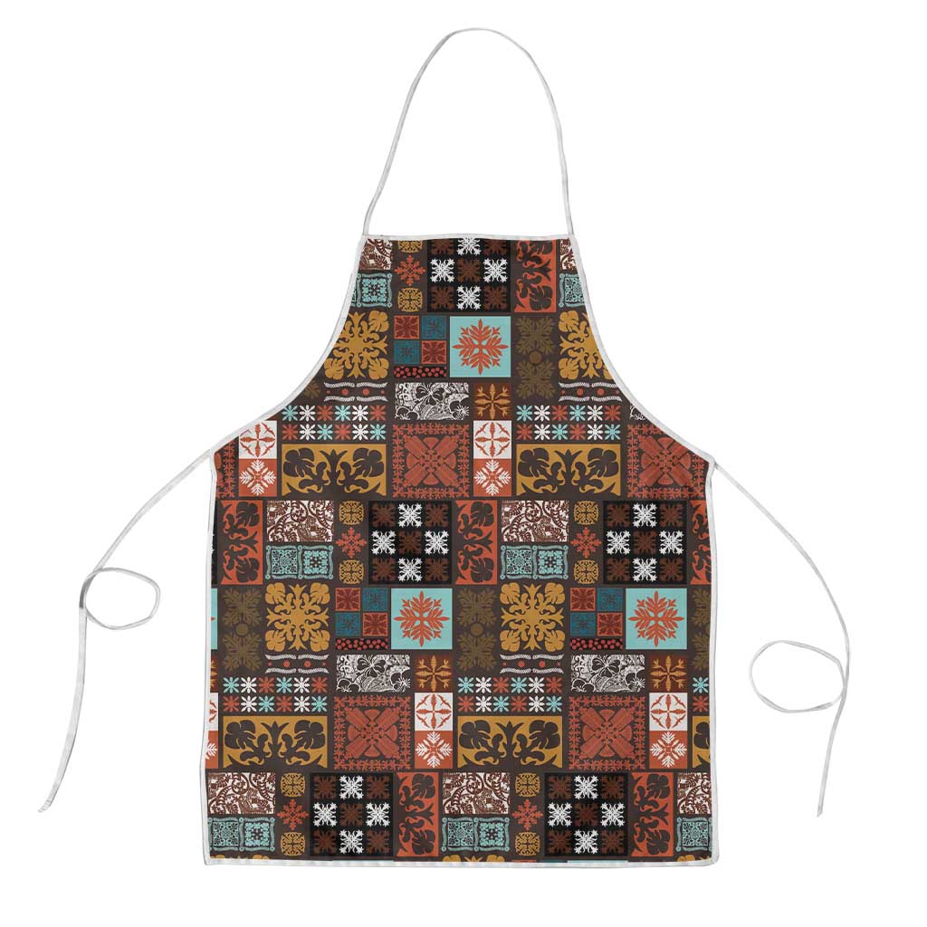 Vintage Hawaiian Quilting Patterns Apron Brown Style Tribal Fabric Patchwork - Polynesian Pride