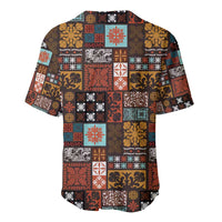 Vintage Hawaiian Quilting Patterns Baseball Jersey Brown Style Tribal Fabric Patchwork - Polynesian Pride