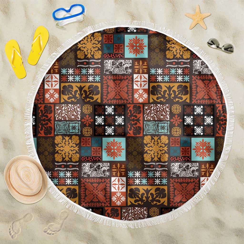 Vintage Hawaiian Quilting Patterns Beach Blanket Brown Style Tribal Fabric Patchwork - Polynesian Pride