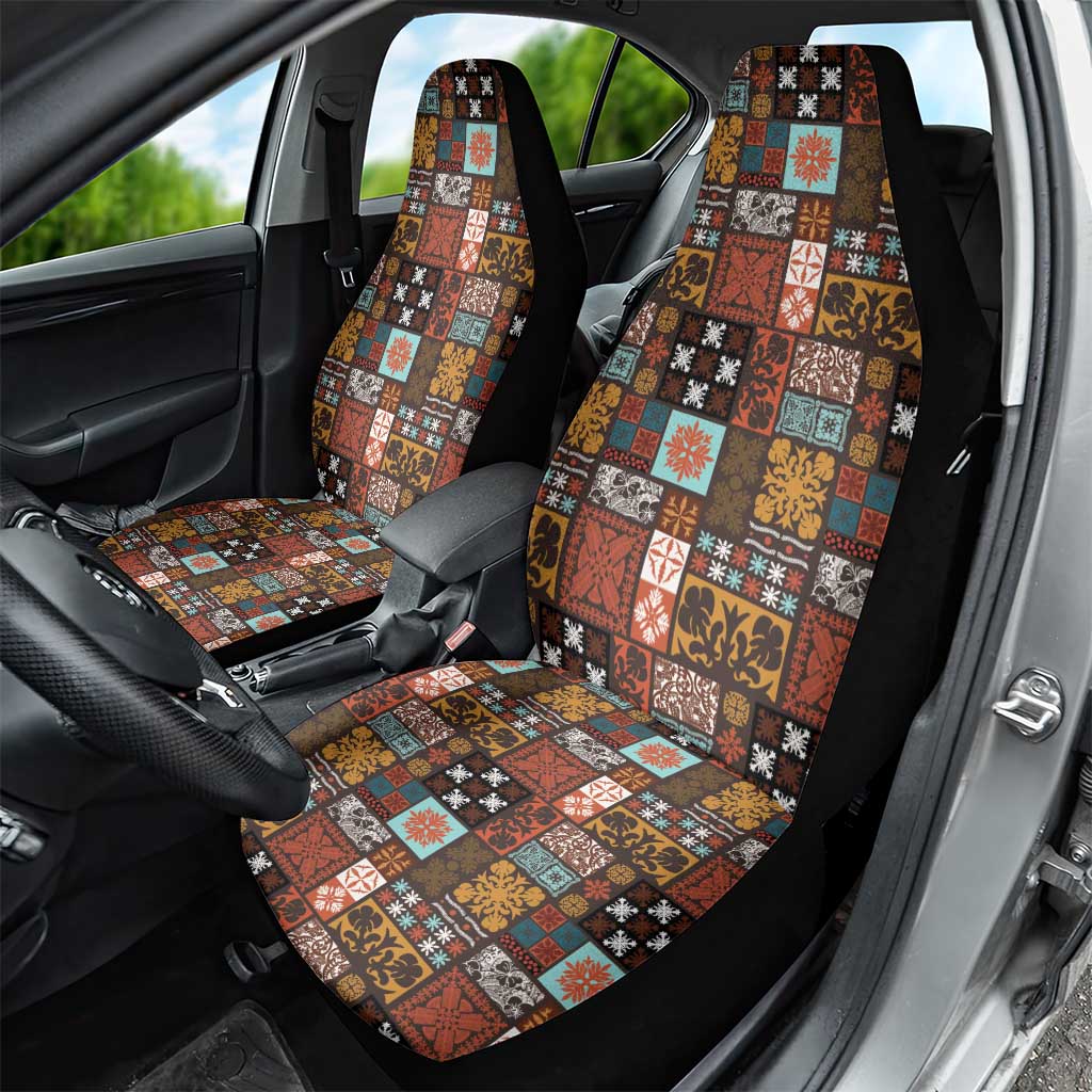 Vintage Hawaiian Quilting Patterns Car Seat Cover Brown Style Tribal Fabric Patchwork - Polynesian Pride