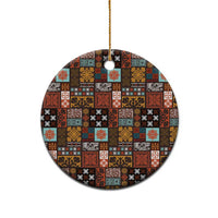 Vintage Hawaiian Quilting Patterns Ceramic Ornament Brown Style Tribal Fabric Patchwork - Polynesian Pride
