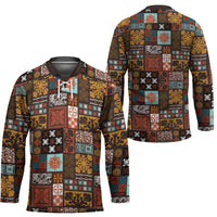 Vintage Hawaiian Quilting Patterns Hockey Jersey Brown Style Tribal Fabric Patchwork - Polynesian Pride