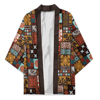 Vintage Hawaiian Quilting Patterns Kimono Brown Style Tribal Fabric Patchwork - Polynesian Pride