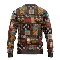 Vintage Hawaiian Quilting Patterns Ugly Christmas Sweater Brown Style Tribal Fabric Patchwork - Polynesian Pride