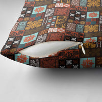 Vintage Hawaiian Quilting Patterns Pillow Cover Brown Style Tribal Fabric Patchwork - Polynesian Pride