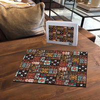 Vintage Hawaiian Quilting Patterns Puzzle Brown Style Tribal Fabric Patchwork - Polynesian Pride