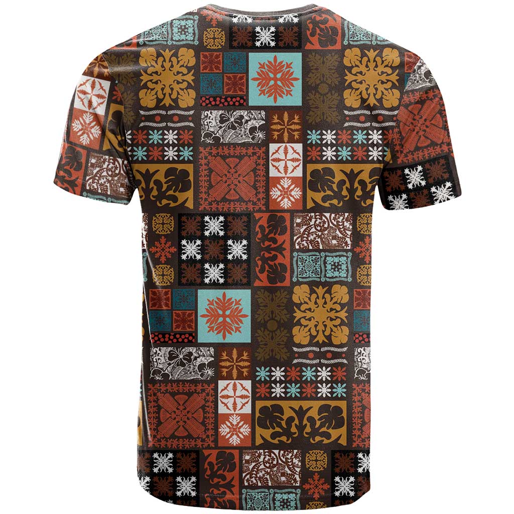 Vintage Hawaiian Quilting Patterns T Shirt Brown Style Tribal Fabric Patchwork - Polynesian Pride