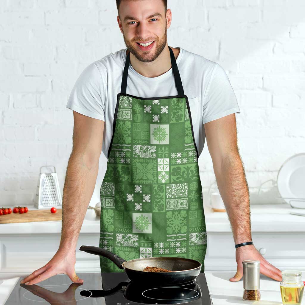 Vintage Hawaiian Quilting Patterns Apron Green Style Tribal Fabric Patchwork - Polynesian Pride