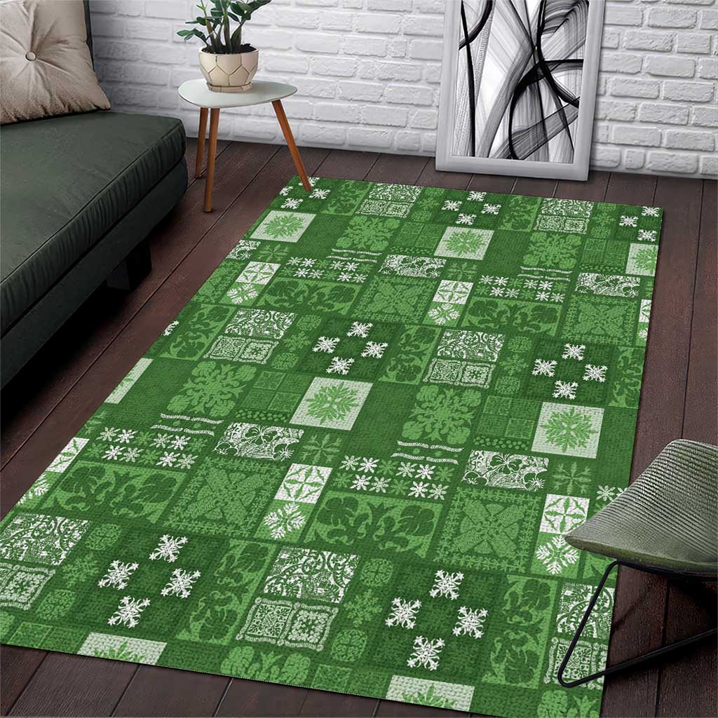 Vintage Hawaiian Quilting Patterns Area Rug Green Style Tribal Fabric Patchwork - Polynesian Pride