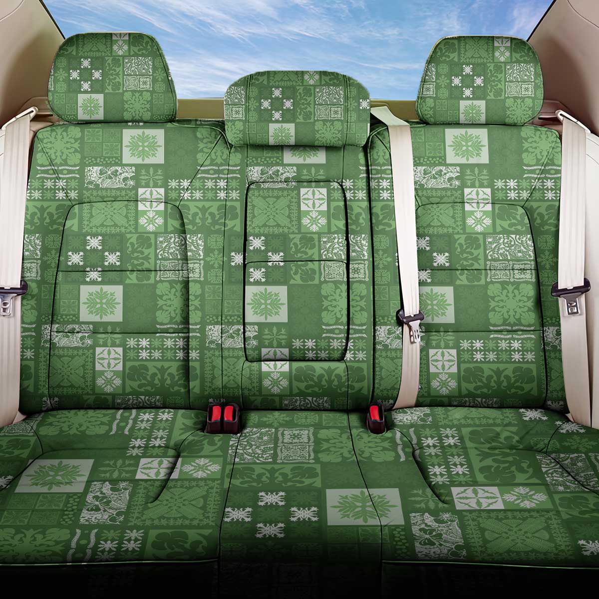 Vintage Hawaiian Quilting Patterns Back Car Seat Cover Green Style Tribal Fabric Patchwork - Polynesian Pride