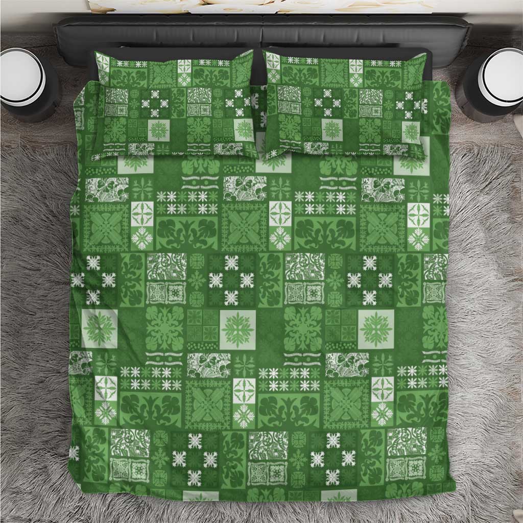 Vintage Hawaiian Quilting Patterns Bedding Set Green Style Tribal Fabric Patchwork - Polynesian Pride