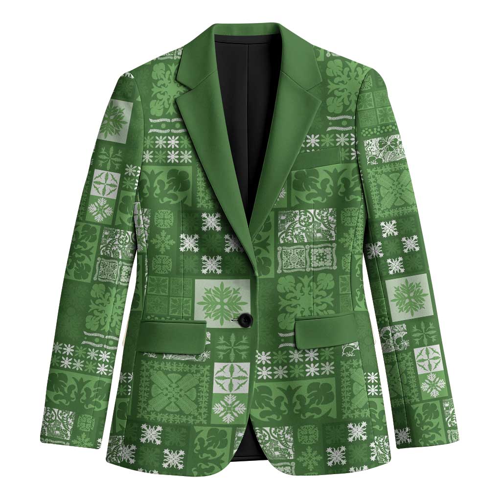 Vintage Hawaiian Quilting Patterns Blazer Green Style Tribal Fabric Patchwork - Polynesian Pride