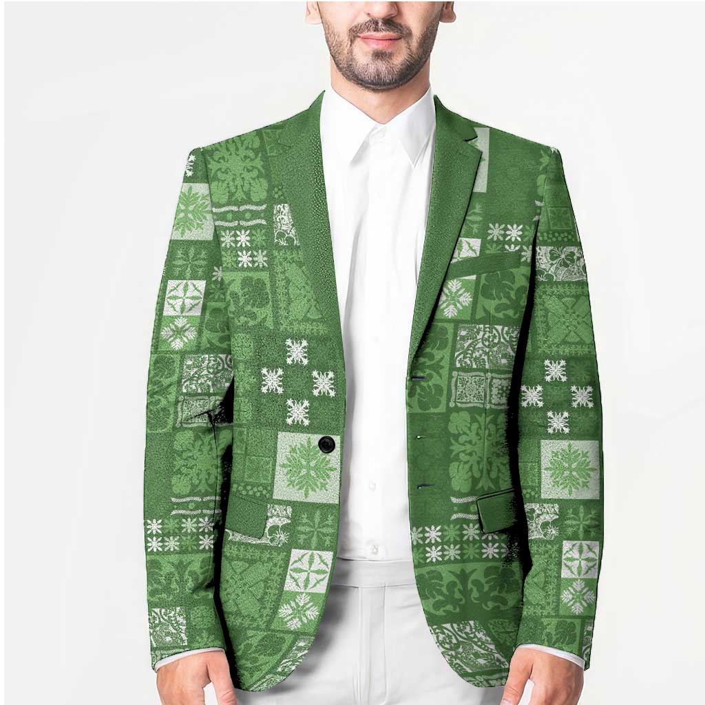 Vintage Hawaiian Quilting Patterns Blazer Green Style Tribal Fabric Patchwork - Polynesian Pride