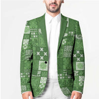Vintage Hawaiian Quilting Patterns Blazer Green Style Tribal Fabric Patchwork - Polynesian Pride