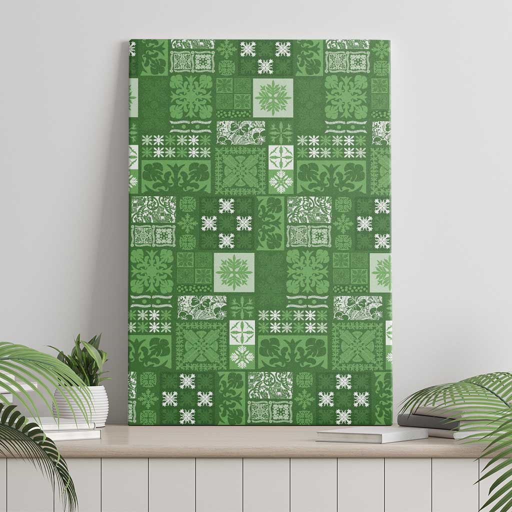Vintage Hawaiian Quilting Patterns Canvas Wall Art Green Style Tribal Fabric Patchwork - Polynesian Pride