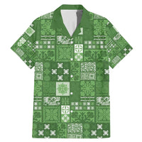 Vintage Hawaiian Quilting Patterns Family Matching Mermaid Dress and Hawaiian Shirt Green Style Tribal Fabric Patchwork - Polynesian Pride