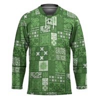 Vintage Hawaiian Quilting Patterns Hockey Jersey Green Style Tribal Fabric Patchwork - Polynesian Pride