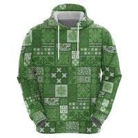 Vintage Hawaiian Quilting Patterns Hoodie Green Style Tribal Fabric Patchwork - Polynesian Pride