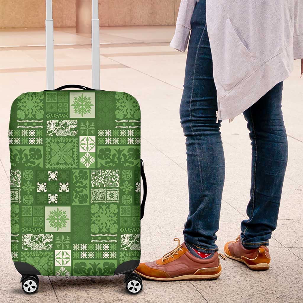 Vintage Hawaiian Quilting Patterns Luggage Cover Green Style Tribal Fabric Patchwork - Polynesian Pride
