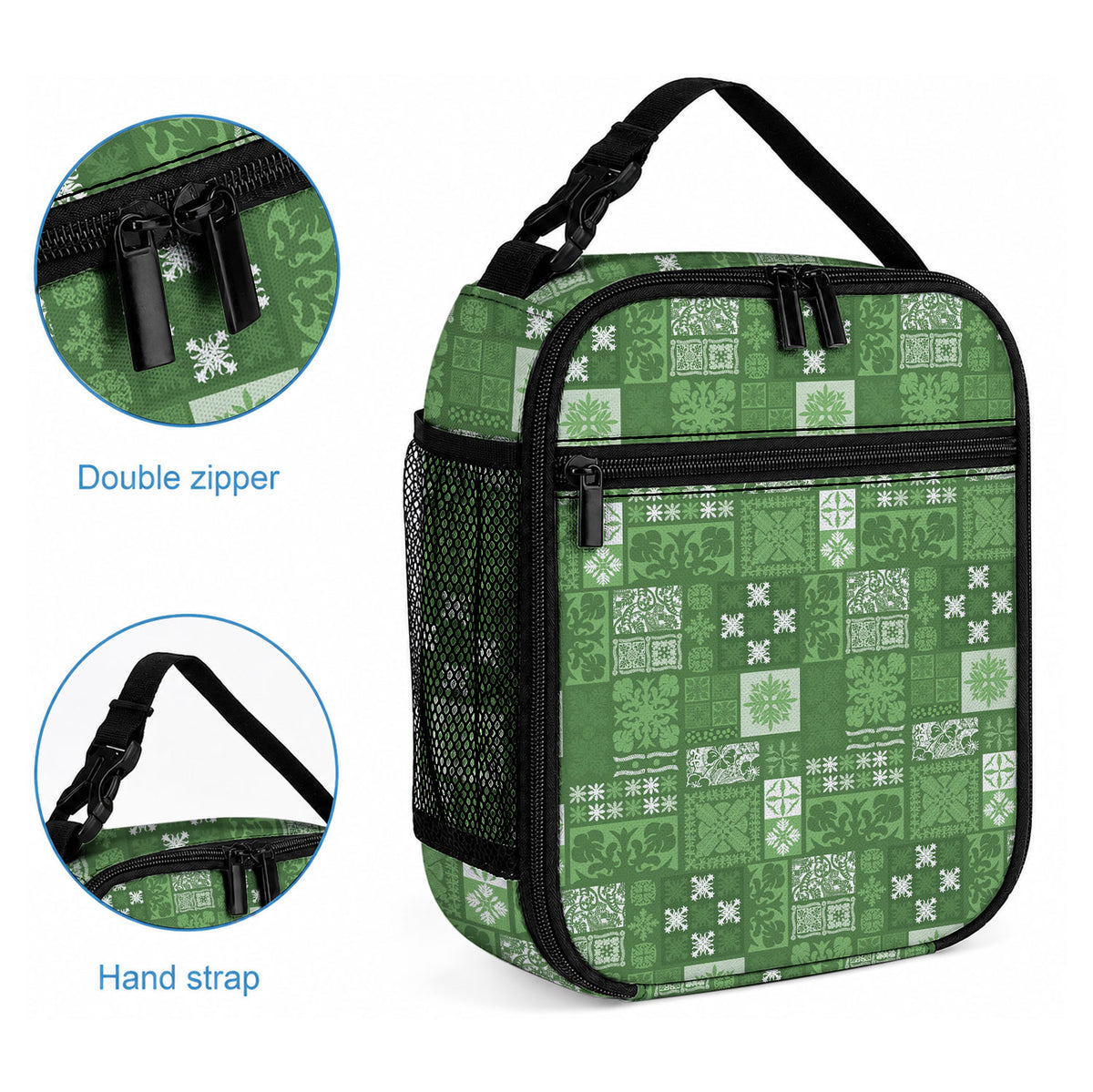 Vintage Hawaiian Quilting Patterns Lunch Bag Green Style Tribal Fabric Patchwork LT9 - Polynesian Pride
