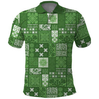 Vintage Hawaiian Quilting Patterns Polo Shirt Green Style Tribal Fabric Patchwork - Polynesian Pride