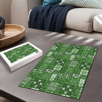 Vintage Hawaiian Quilting Patterns Puzzle Green Style Tribal Fabric Patchwork - Polynesian Pride