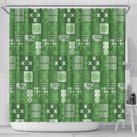 Vintage Hawaiian Quilting Patterns Shower Curtain Green Style Tribal Fabric Patchwork - Polynesian Pride