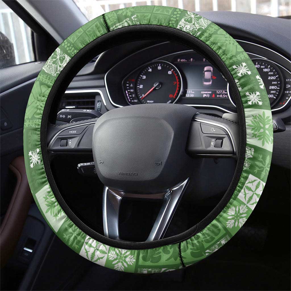 Vintage Hawaiian Quilting Patterns Steering Wheel Cover Green Style Tribal Fabric Patchwork - Polynesian Pride