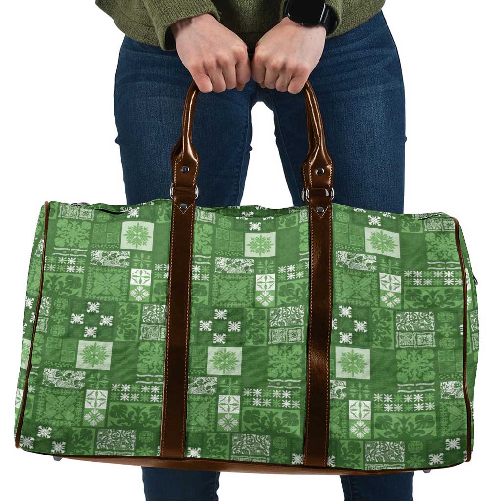 Vintage Hawaiian Quilting Patterns Travel Bag Green Style Tribal Fabric Patchwork - Polynesian Pride