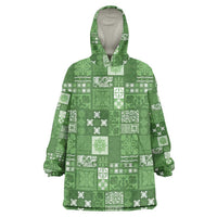 Vintage Hawaiian Quilting Patterns Wearable Blanket Hoodie Green Style Tribal Fabric Patchwork - Polynesian Pride