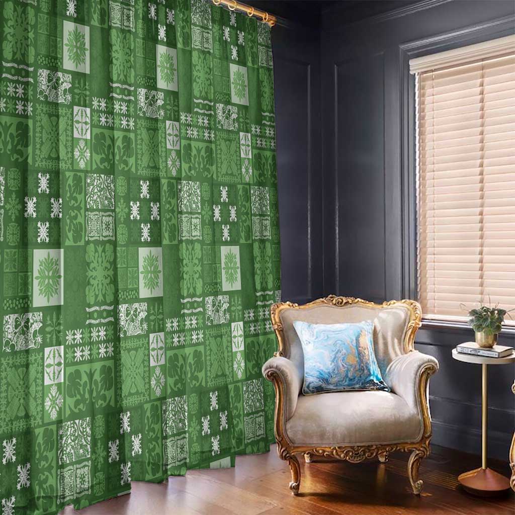 Vintage Hawaiian Quilting Patterns Window Curtain Green Style Tribal Fabric Patchwork - Polynesian Pride