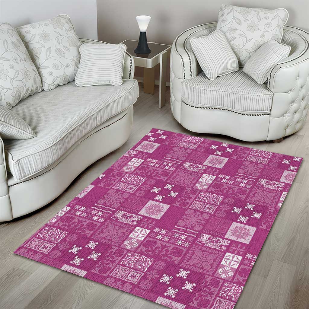 Vintage Hawaiian Quilting Patterns Area Rug Pink Style Tribal Fabric Patchwork - Polynesian Pride