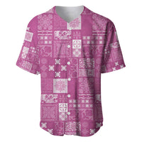 Vintage Hawaiian Quilting Patterns Baseball Jersey Pink Style Tribal Fabric Patchwork - Polynesian Pride