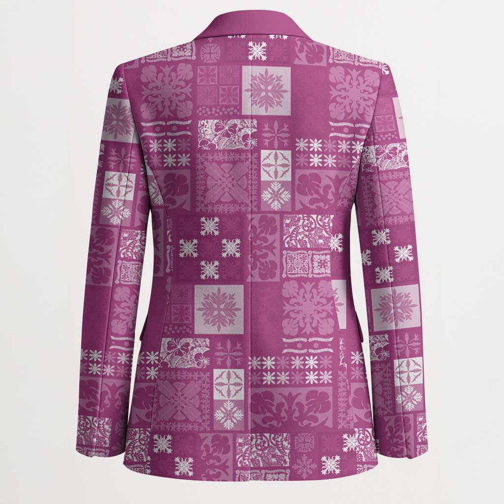 Vintage Hawaiian Quilting Patterns Blazer Pink Style Tribal Fabric Patchwork - Polynesian Pride