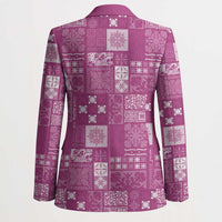 Vintage Hawaiian Quilting Patterns Blazer Pink Style Tribal Fabric Patchwork - Polynesian Pride