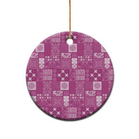 Vintage Hawaiian Quilting Patterns Ceramic Ornament Pink Style Tribal Fabric Patchwork - Polynesian Pride