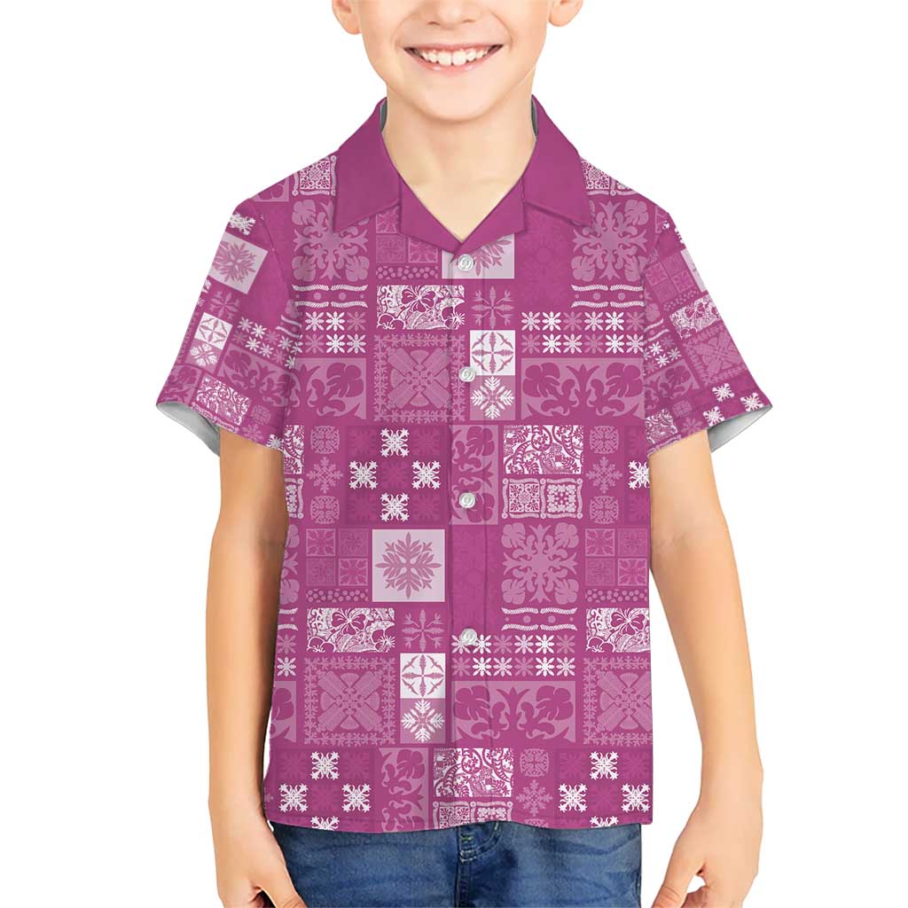 Vintage Hawaiian Quilting Patterns Hawaiian Shirt Pink Style Tribal Fabric Patchwork - Polynesian Pride