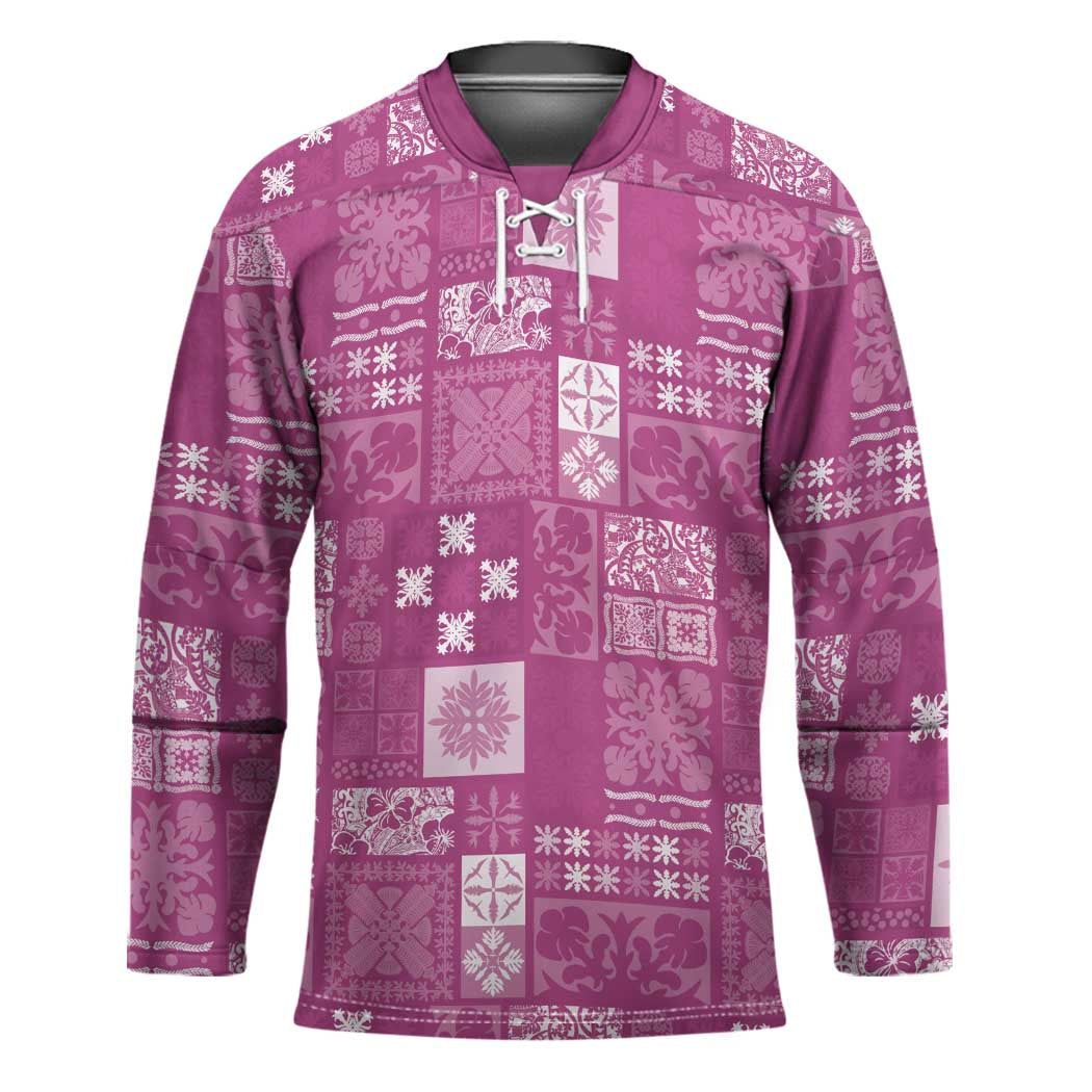 Vintage Hawaiian Quilting Patterns Hockey Jersey Pink Style Tribal Fabric Patchwork - Polynesian Pride