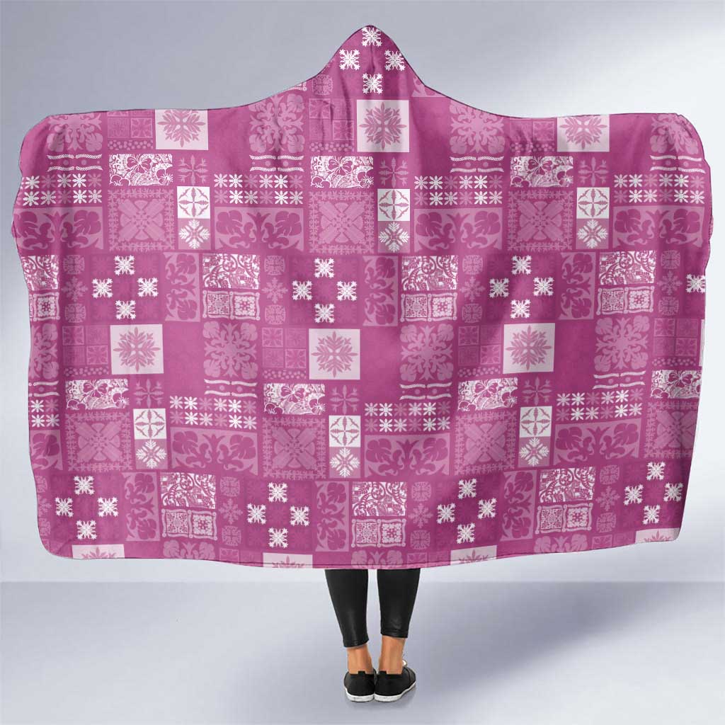 Vintage Hawaiian Quilting Patterns Hooded Blanket Pink Style Tribal Fabric Patchwork - Polynesian Pride