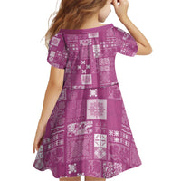 Vintage Hawaiian Quilting Patterns Kid Short Sleeve Dress Pink Style Tribal Fabric Patchwork - Polynesian Pride