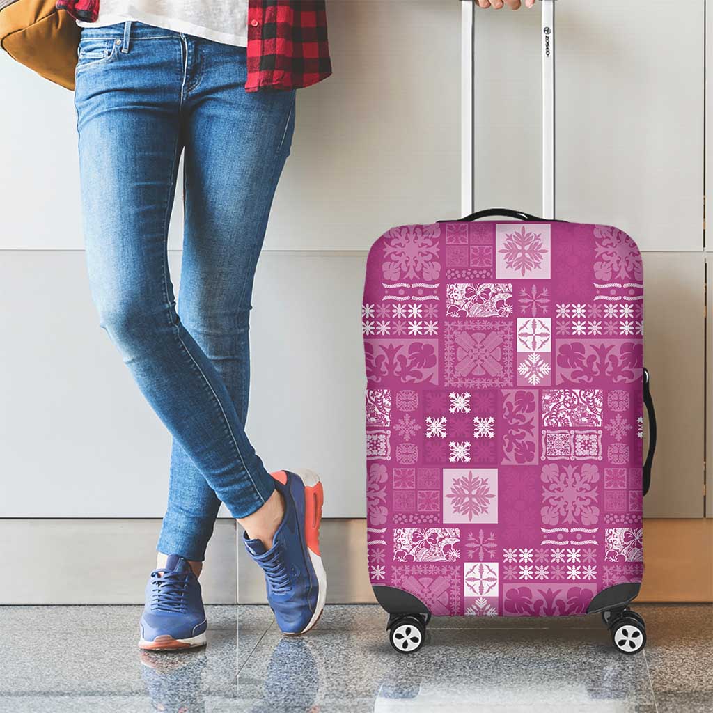Vintage Hawaiian Quilting Patterns Luggage Cover Pink Style Tribal Fabric Patchwork - Polynesian Pride