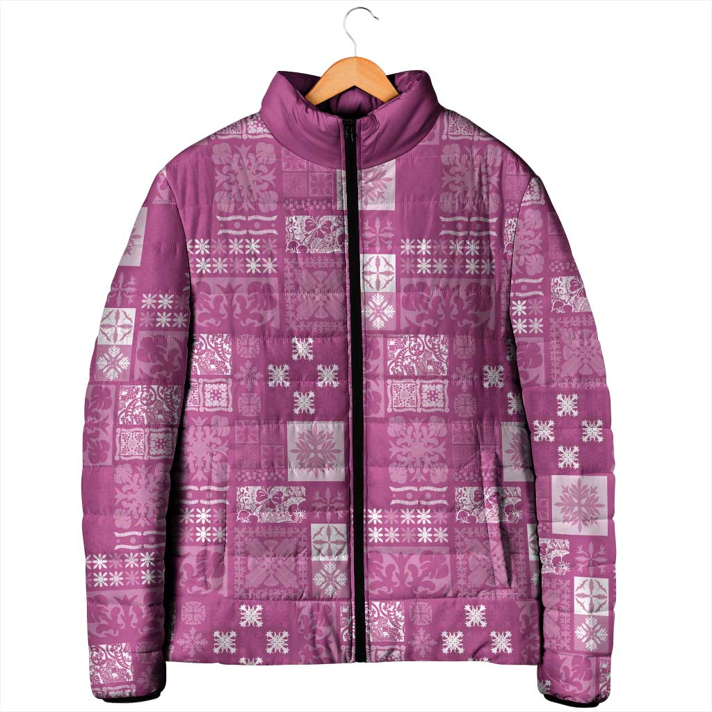 Vintage Hawaiian Quilting Patterns Padded Jacket Pink Style Tribal Fabric Patchwork - Polynesian Pride