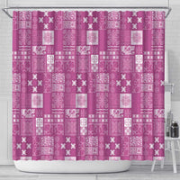 Vintage Hawaiian Quilting Patterns Shower Curtain Pink Style Tribal Fabric Patchwork - Polynesian Pride