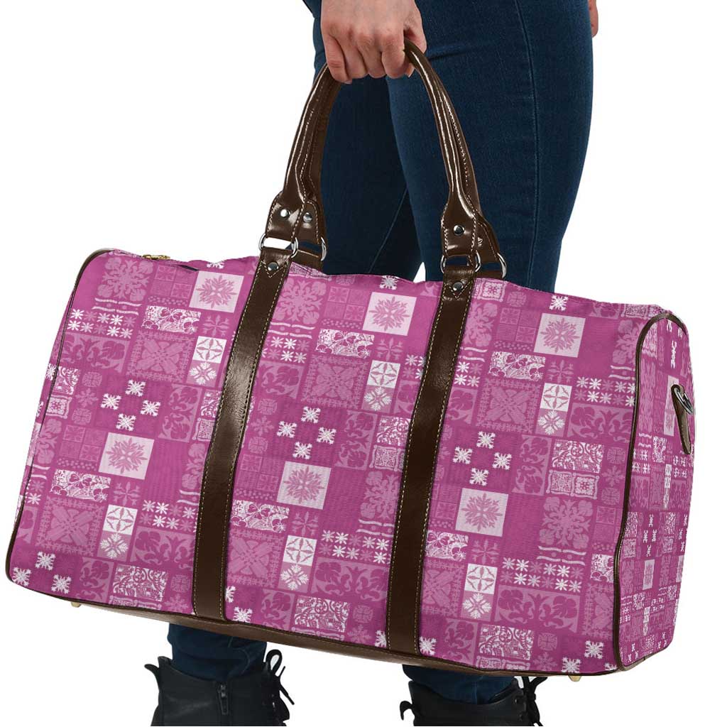Vintage Hawaiian Quilting Patterns Travel Bag Pink Style Tribal Fabric Patchwork - Polynesian Pride