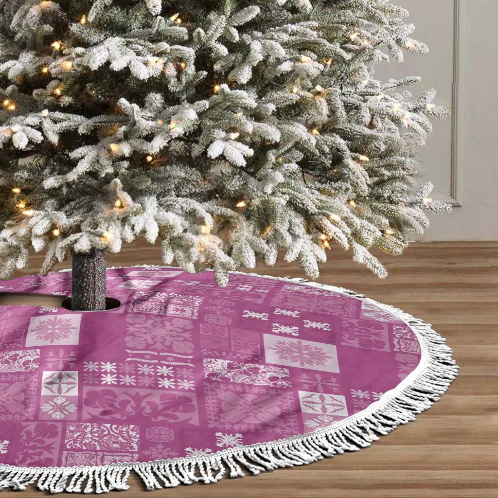 Vintage Hawaiian Quilting Patterns Tree Skirt Pink Style Tribal Fabric Patchwork - Polynesian Pride